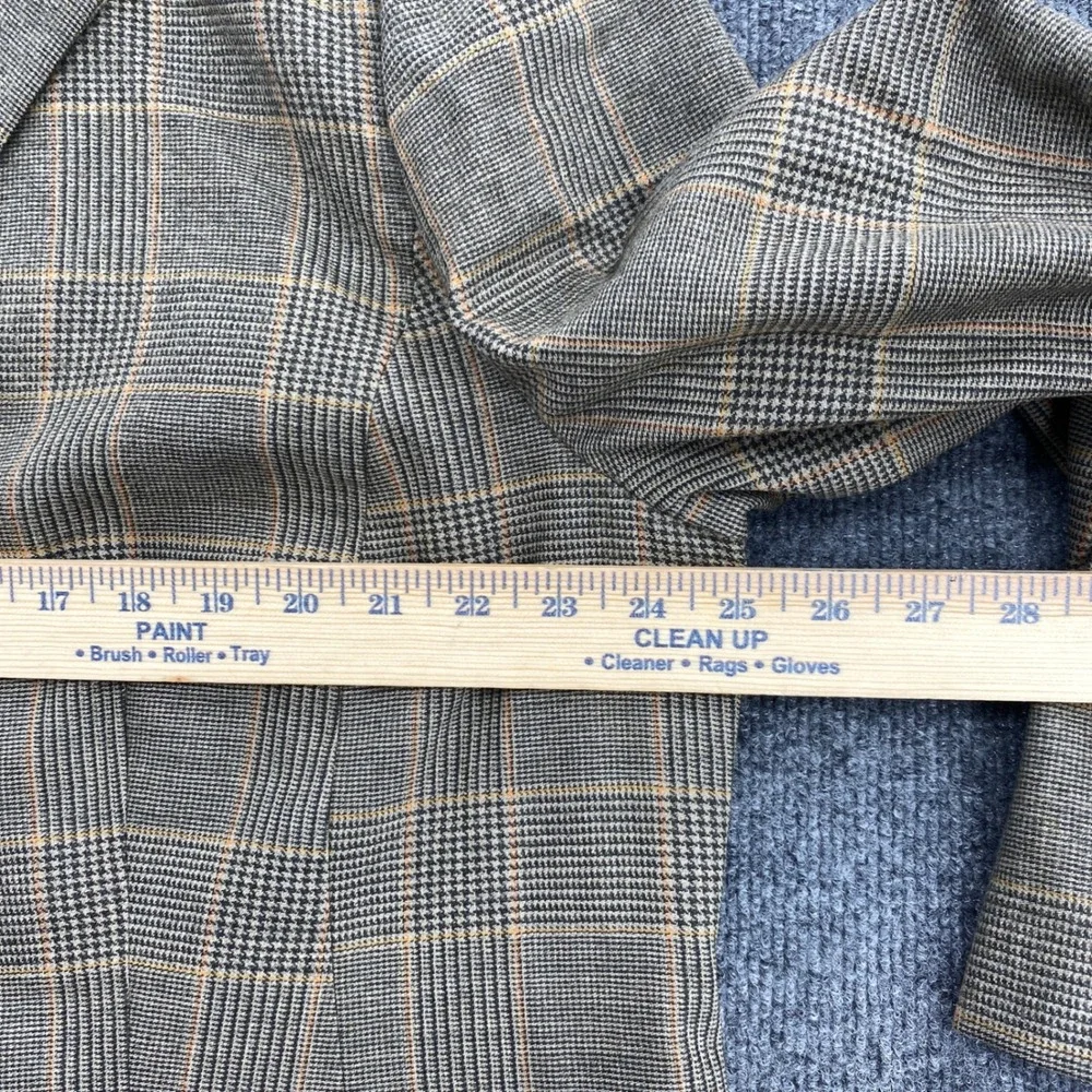Lands End Blazer Jacket Women 22W Brown Plaid Wool Cashmere Office Academic Work
